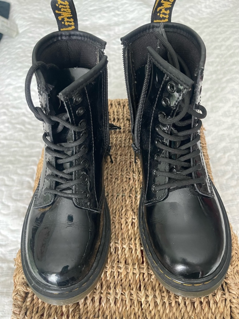 Dr. Martens 1460J Patent Leather Lamper Lace Up +Zipper 8-eye original sz1/EU33